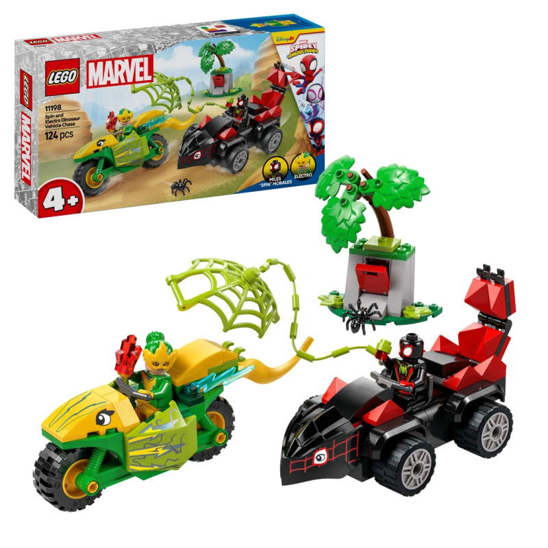 LEGO® Marvel Spidey a jeho úžasní přátelé 11198 Spin, Electro a honička s dinosauřím vozidlem