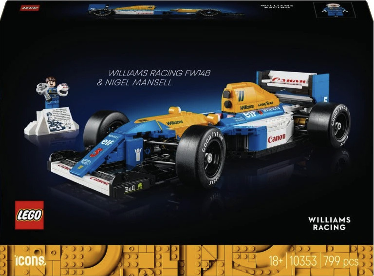 Kostky LEGO Icons Williams Racing FW14B a Nigel Mansell