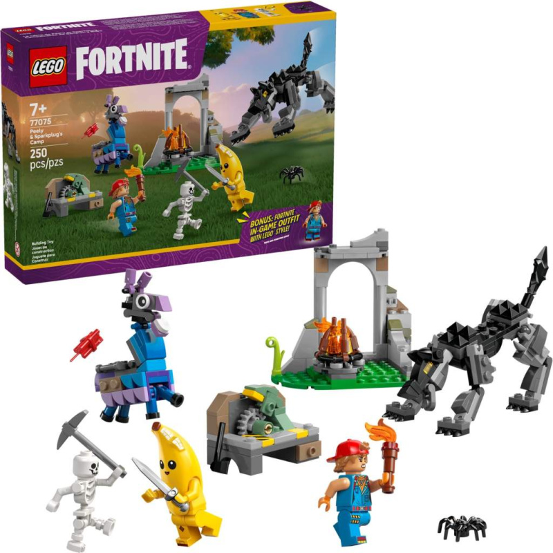 LEGO® Fortnite® 77075 Peely a Sparkplug a jejich tábořiště