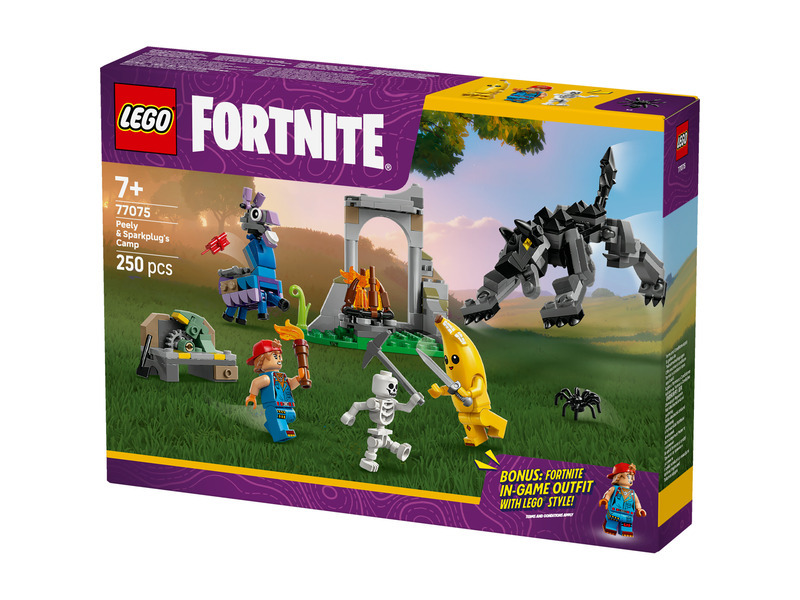 LEGO® Fortnite® 77075 Peely a Sparkplug a jejich tábořiště