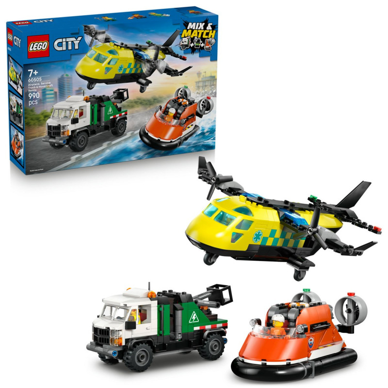 LEGO® City 60505 Remix: Letadlo, servisní vůz a vznášedlo