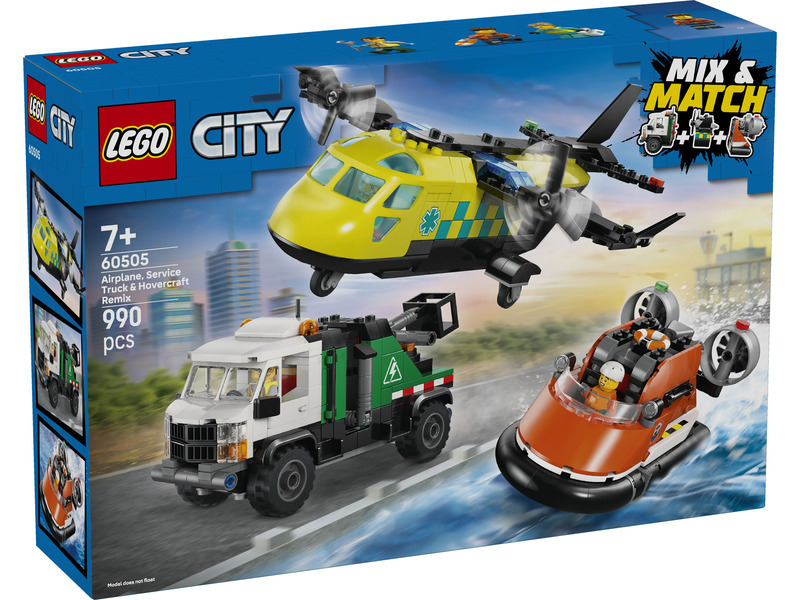 LEGO® City 60505 Remix: Letadlo, servisní vůz a vznášedlo