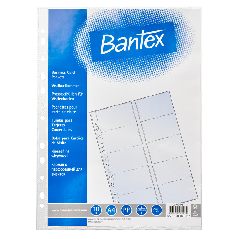 Bantex Prospektový obal A4 na vizitky 80 mic - balení 10 ks