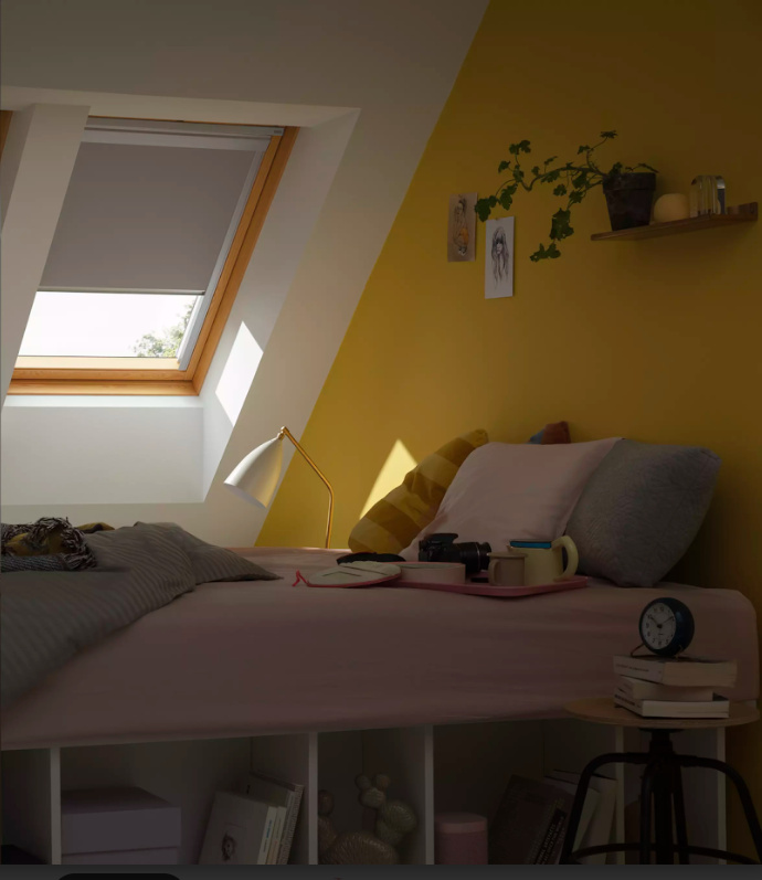 Markýza + roleta DBL balíček VELUX DOL Barva rolety: Černá (4249), Barva vodicí lišty: Hliník standard (S), Označení okna (ze štítku na okně): S08/608 114x140 cm