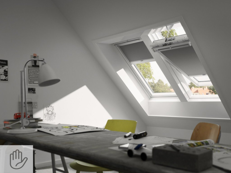 VELUX DOP Barva rolety: béžová (1085), Barva vodicí lišty: Hliník standard (S), Označení okna (ze štítku na okně): FK08 66x140 cm