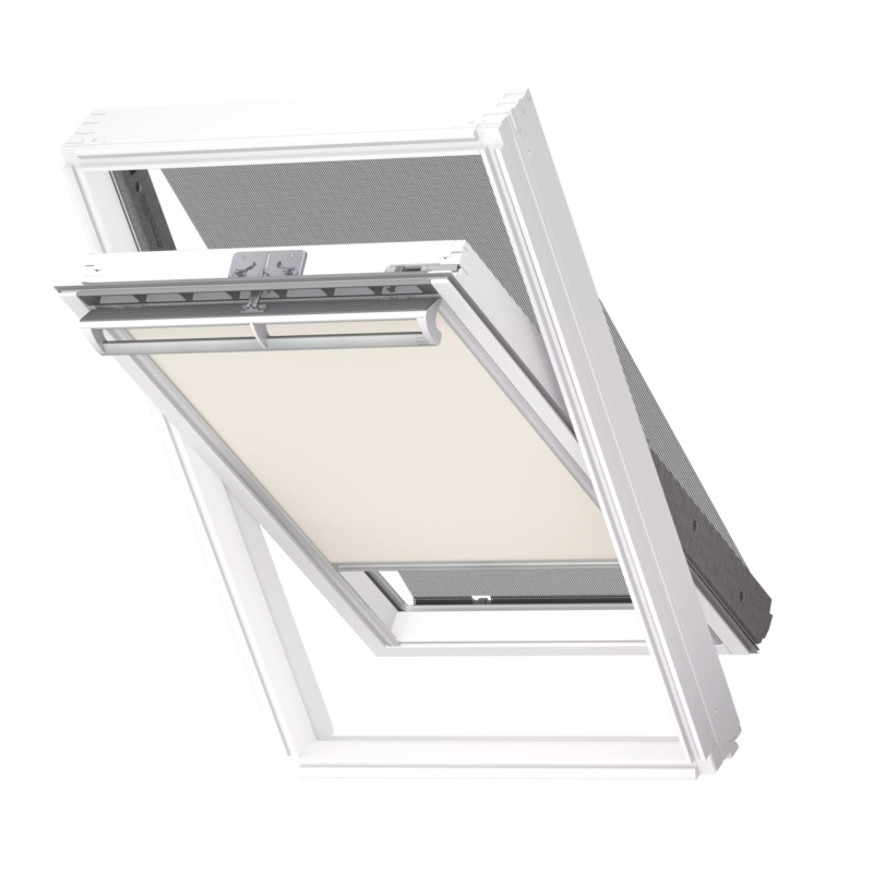 VELUX DOP Barva rolety: béžová (1085), Barva vodicí lišty: Hliník standard (S), Označení okna (ze štítku na okně): MK06 78x118 cm