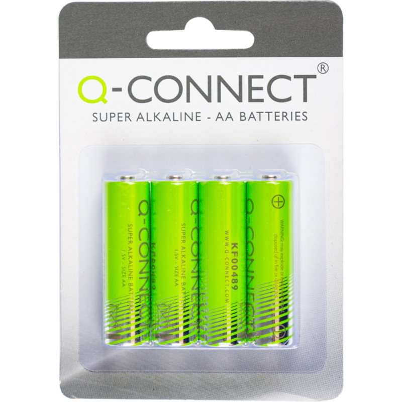 Alkalické tužkové baterie Q-Connect - AA, 1,5V, 4 ks