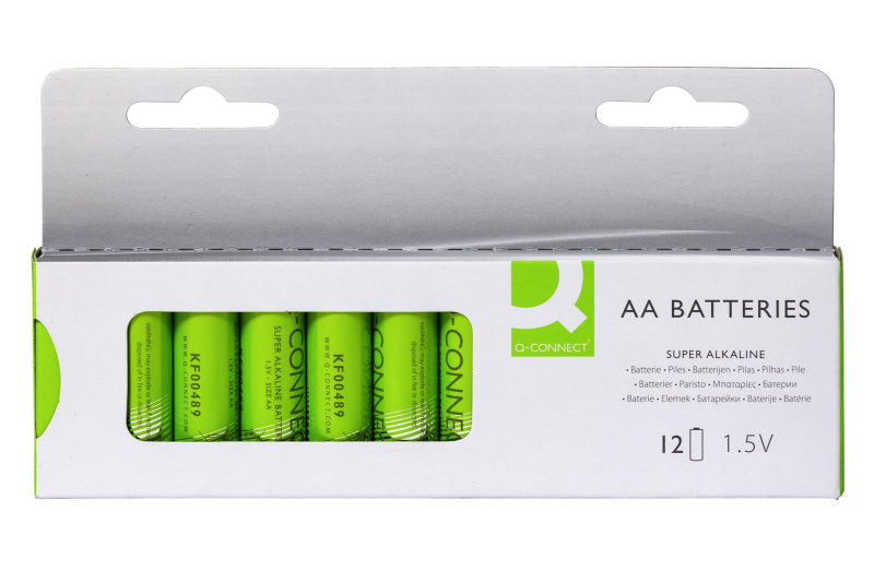 Alkalické baterie Q-Connect - 1,5V, LR6, typ AA, 12 ks