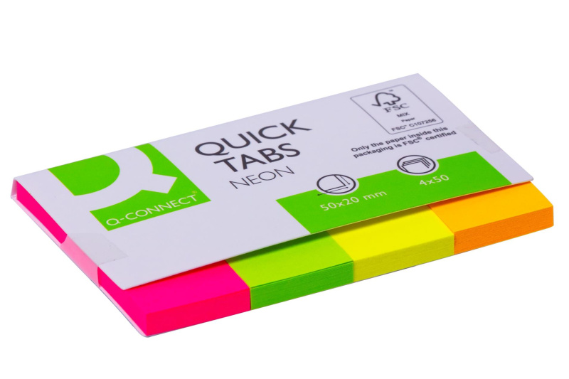 Samolepicí záložky Q-Connect - papírové, 4 barvy