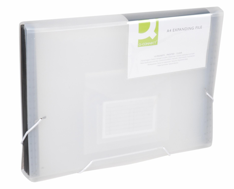 Aktovka s přihrádkami Q-Connect - A4, transparentní, 13 přihrádek, 1 ks