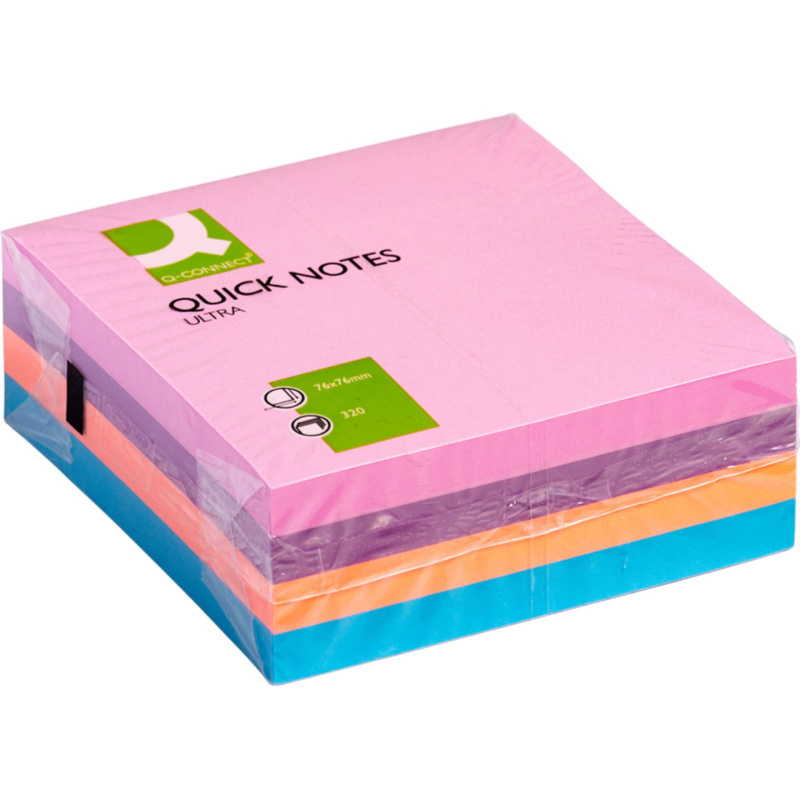 Bločky Q-Connect 76 x 76 mm - ultra barevné, 4 barvy