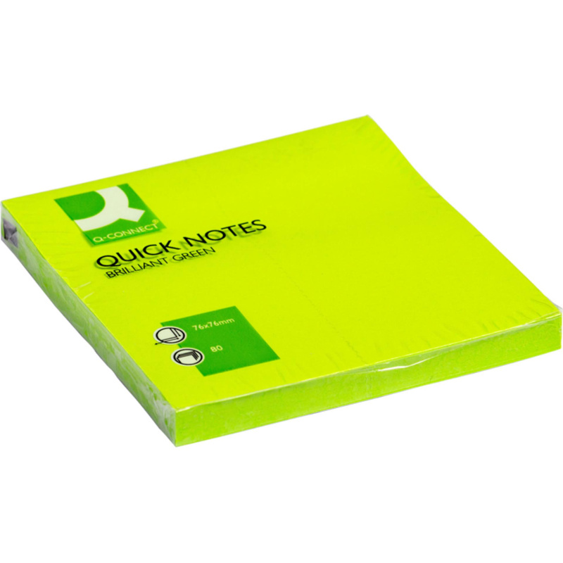 Bločky Q-Connect 75 x 75 mm - neonově zelené