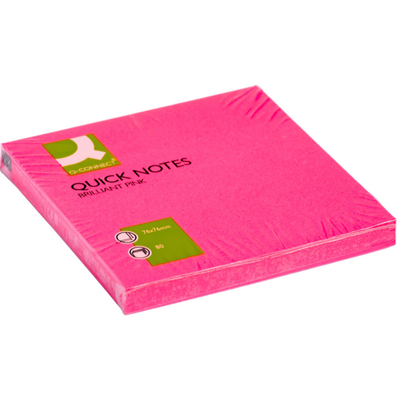 Bločky Q-Connect 75 x 75 mm - neonově růžové