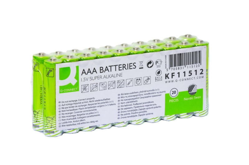 Alkalické baterie Q-Connect - 1,5V, LR03, typ AAA, eko, 20 ks