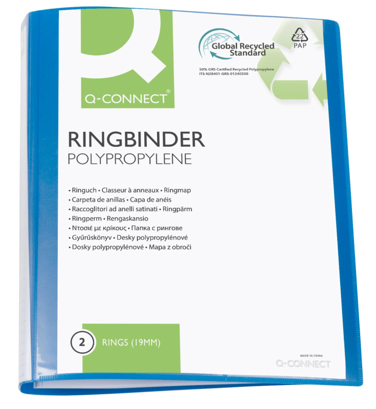 Prezentační 2kroužkový pořadač Q-Connect - A4, šíře hřbetu 2,6 cm, modrý, 1 ks