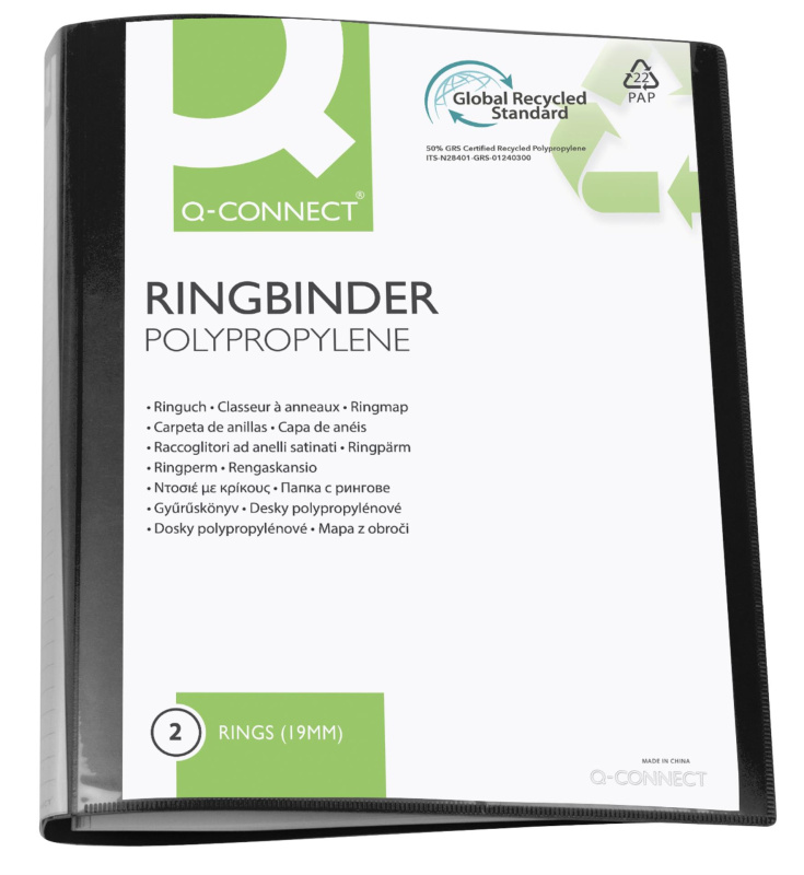 Prezentační 2kroužkový pořadač Q-Connect - A4, šíře hřbetu 2,6 cm,černý, 1 ks