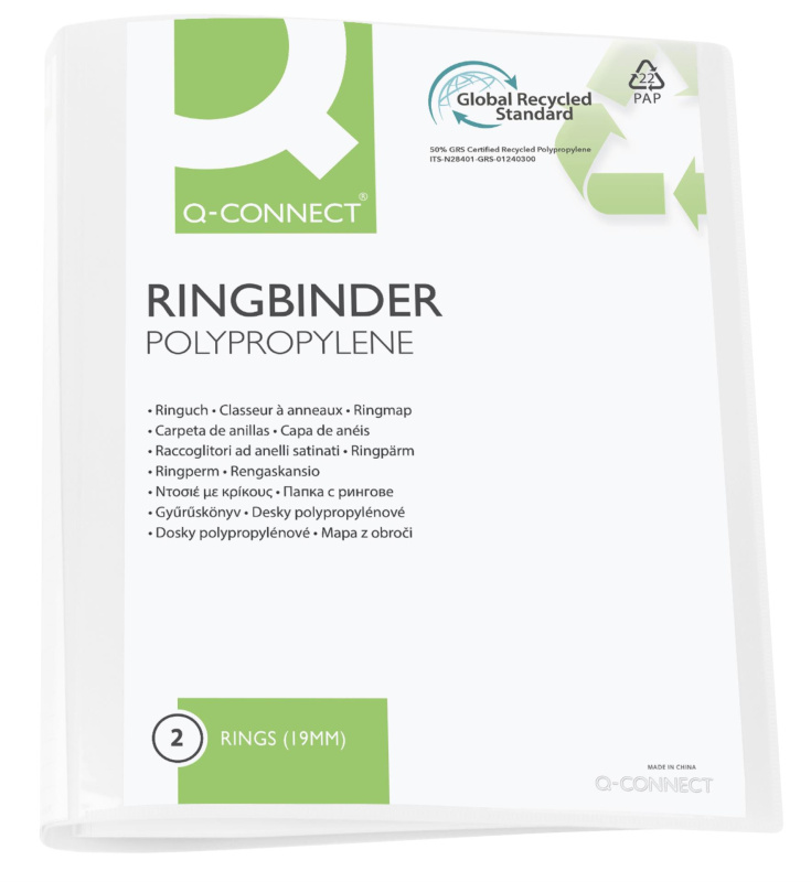 Prezentační 2kroužkový pořadač Q-Connect - A4, šíře hřbetu 2,6 cm, bílý, 1 ks
