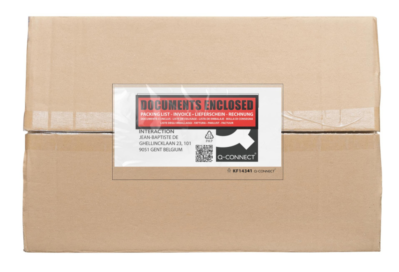 Samolepicí kapsy na zásilky Q-Connect - DL, průhledné s červenou, 1000 ks