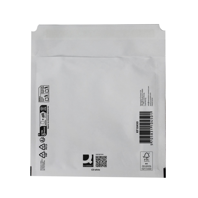 Bublinkové obálky Q-Connect - na CD, 200 x 175 mm, bílé, 100 ks