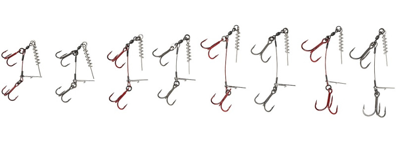 Savage gear návazec s trojháčky carbon49 corkscrew stinger 1-nosnost 28 kg /vel.háčku 1/0