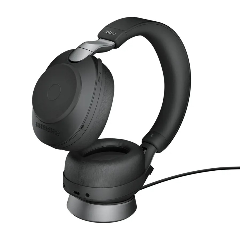 Jabra Evolve2 85 Link380/390c  MS Stereo sluchátka se stojánkem černá Černá