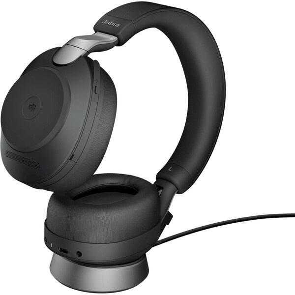 Jabra Evolve2 85 Link380/390c  MS Stereo sluchátka se stojánkem černá Černá