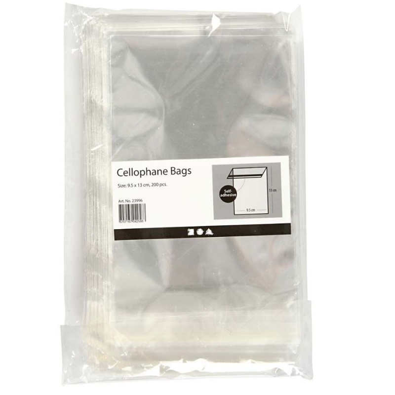 Celofánové obaly na obálky 13 × 9,5 cm (200 ks)