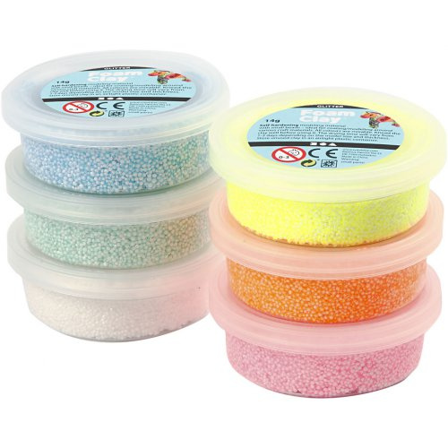Creative Samotvrdnoucí modelovací pěnová hmota Foam Clay SADA 6 PASTELOVÝCH A GLITTER BAREV