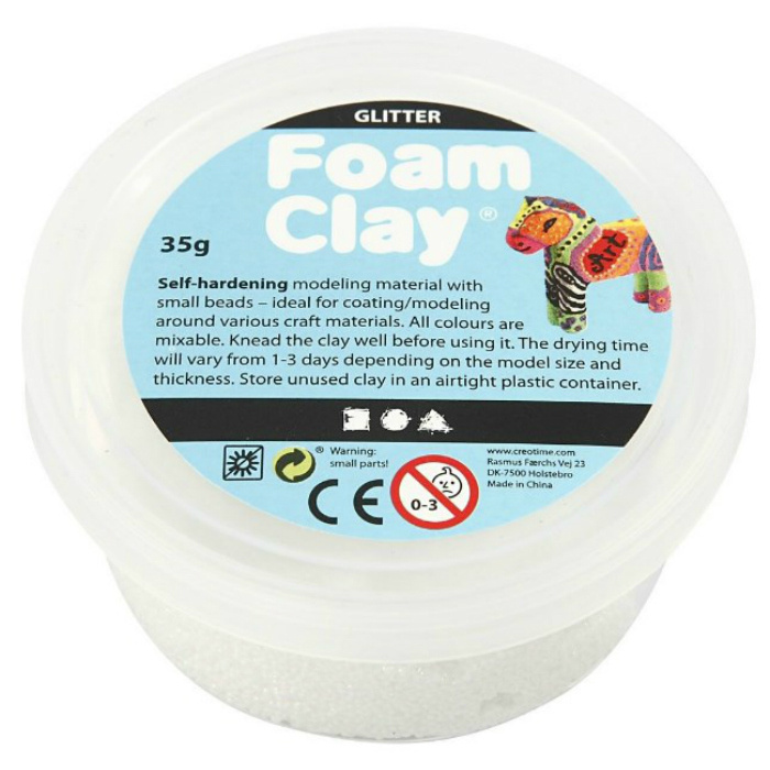 Modelovací kuličková hmota samotvrdnoucí - bílá třpytivá