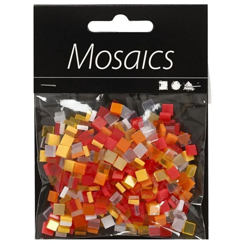 Kamínky mozaika 5mm/25g červeno oranžový mix