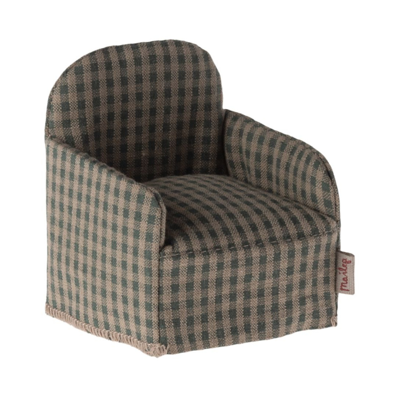 MAILEG Plyšové křeslo pro myšky - Green checker S24