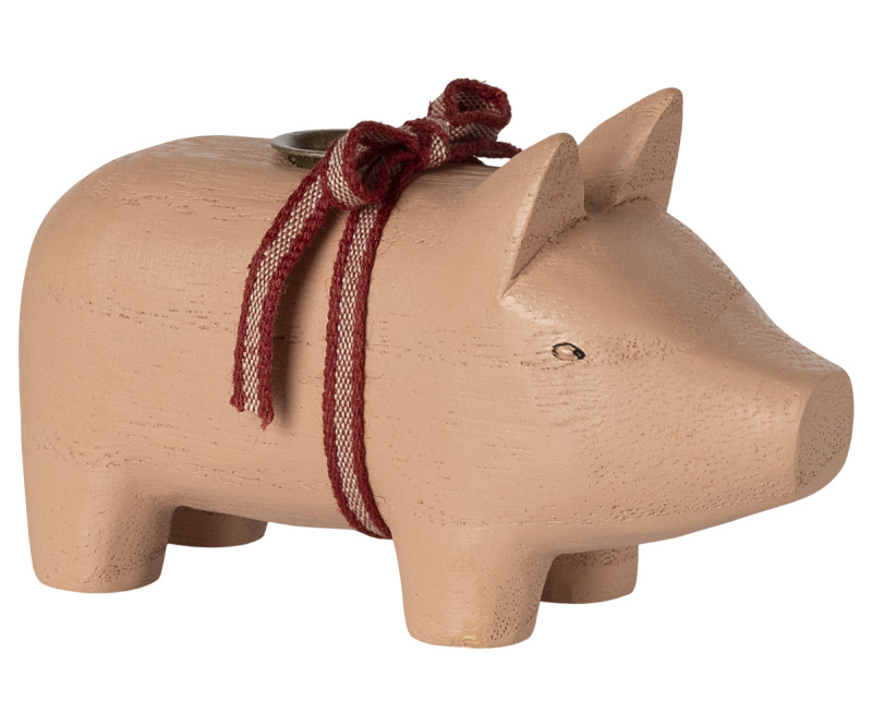 MAILEG Dřevěný svícen Prasátko small - rose S25