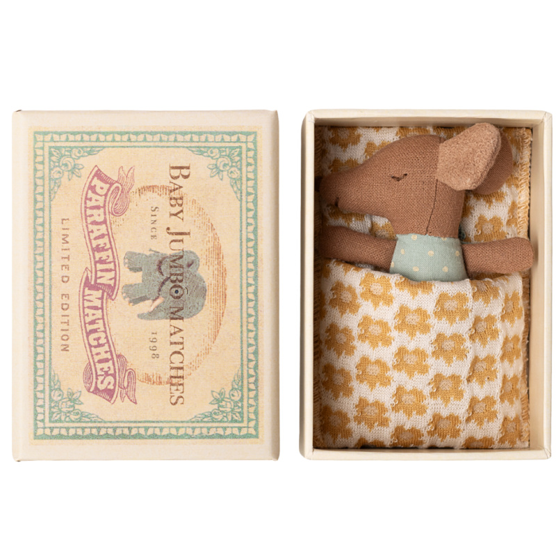 MAILEG Myší miminko v krabičce - baby Blue S25