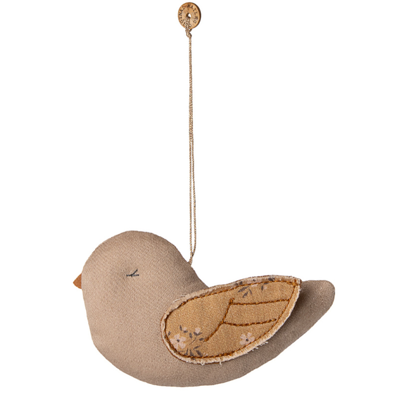 MAILEG Látková ozdoba Ptáček - Marble Latte S25