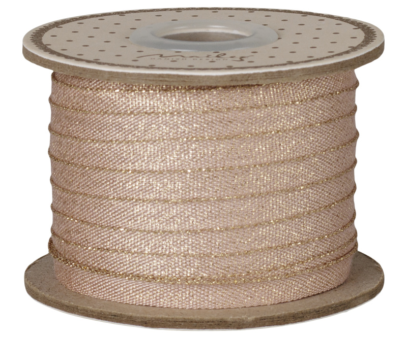 MAILEG Dárková stuha 25 m - Light rose/gold