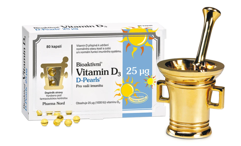 PHARMA NORD Bioaktivní Vitamin D3 D-Pearls 25 mcg 80 kapslí