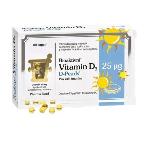 PHARMA NORD Bioaktivní Vitamin D3 D-Pearls 25 mcg 80 kapslí