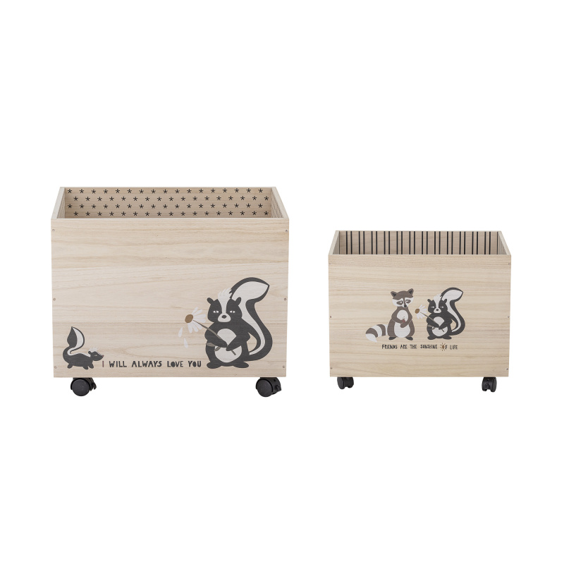 BLOOMINGVILLE MINI Úložný box Nonni s kolečky z paulownie