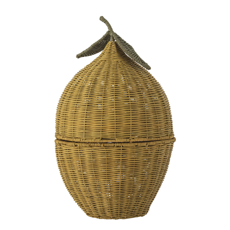 BLOOMINGVILLE MINI Košík Sage s víkem, žlutý, ratan