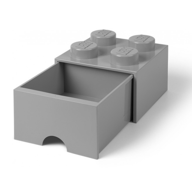 LEGO úložný box 4 s šuplíkem - šedá