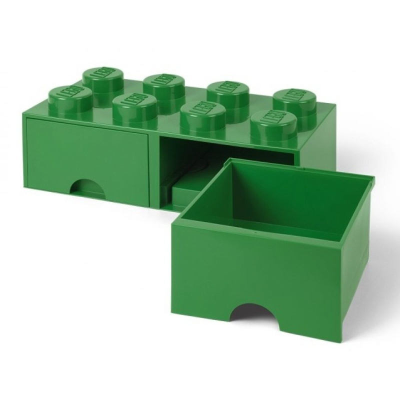 LEGO úložný box 8 s šuplíky - tmavě zelená
