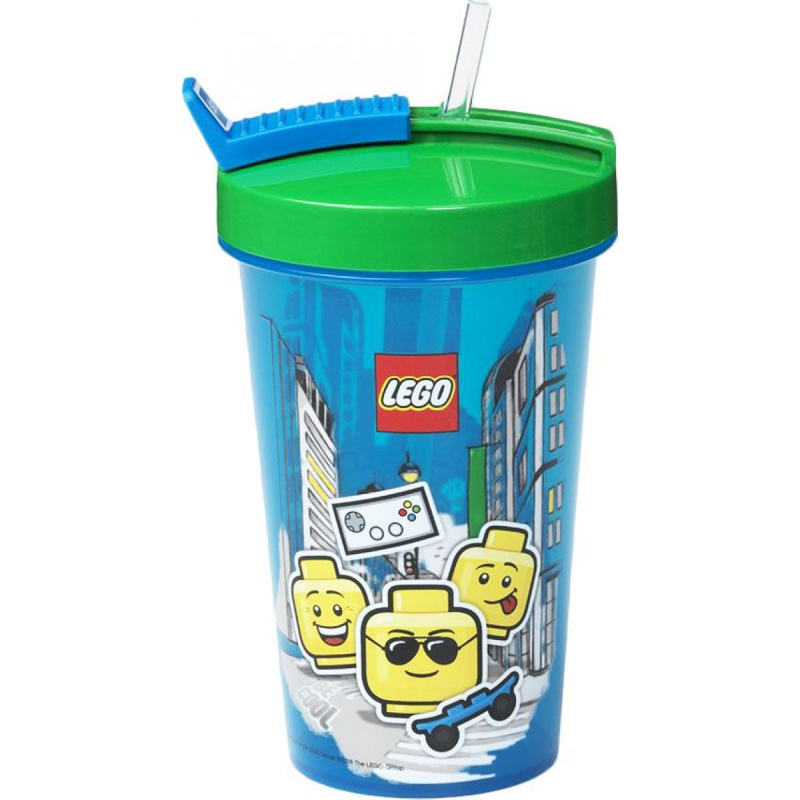 Lego Iconic Boy láhev s brčkem - modrá/zelená