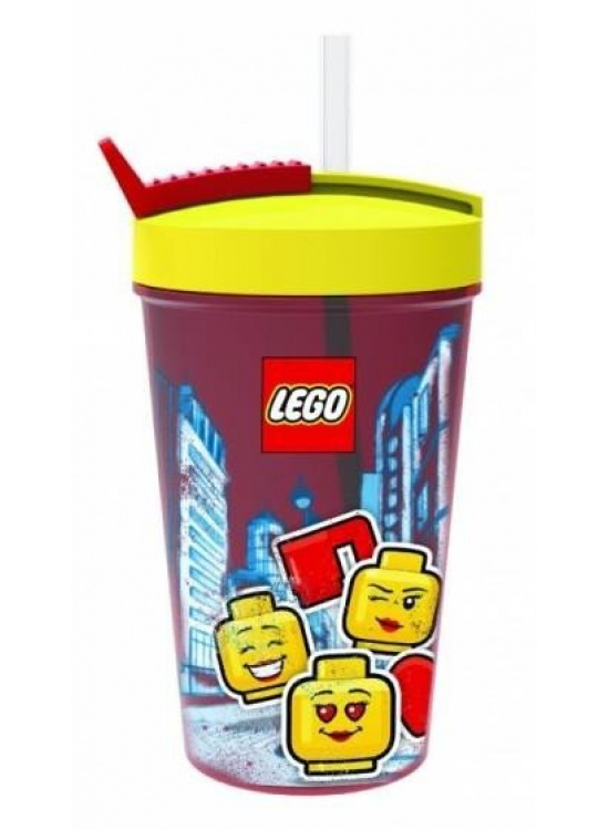 Lego Iconic Girl láhev s brčkem - žlutá/červená