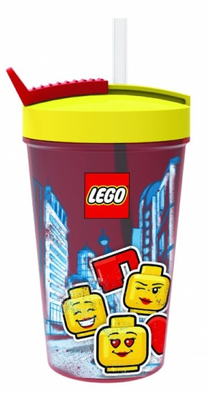 Lego Iconic Girl láhev s brčkem - žlutá/červená