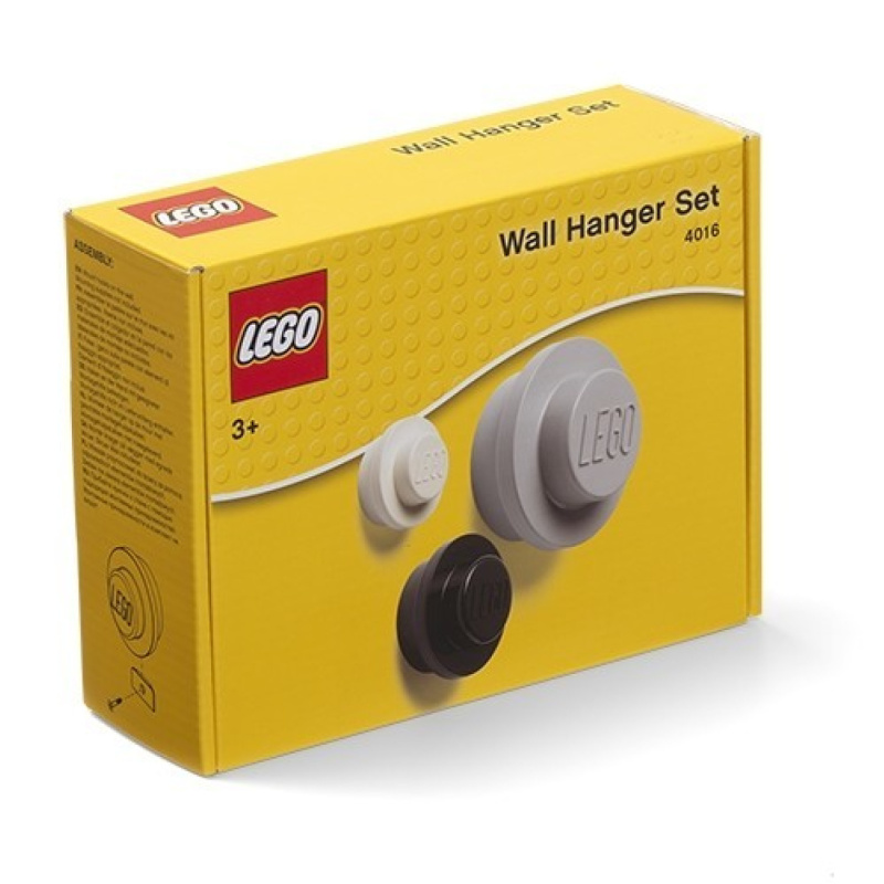 LEGO Věšák na zeď, 3 ks - bílá, černá, šedá