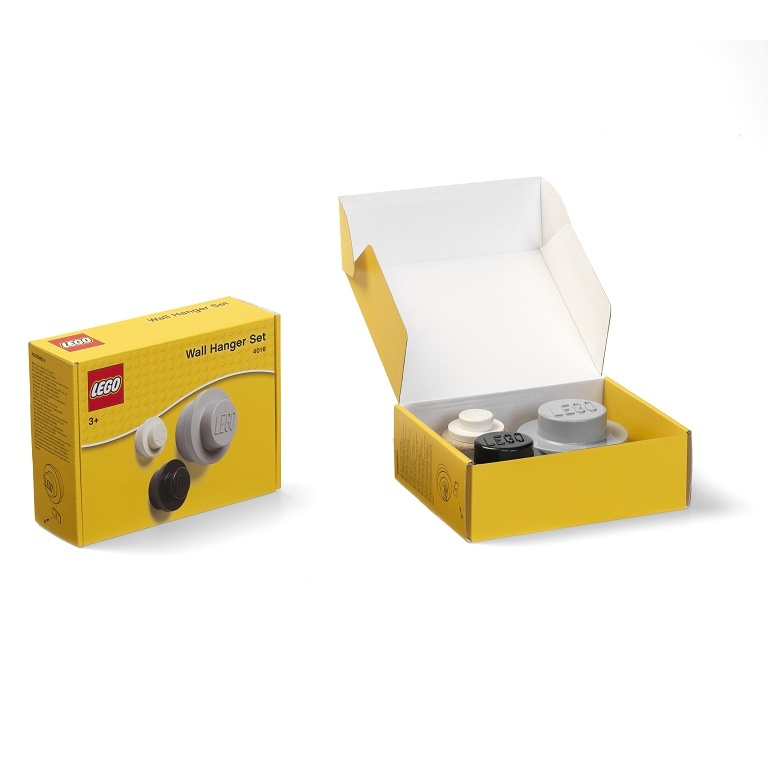 LEGO Věšák na zeď, 3 ks - bílá, černá, šedá