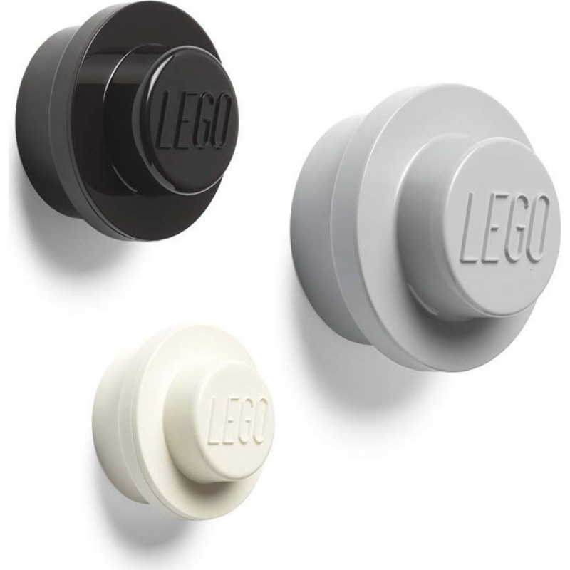 LEGO Věšák na zeď, 3 ks - bílá, černá, šedá
