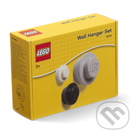 LEGO Věšák na zeď, 3 ks - bílá, černá, šedá