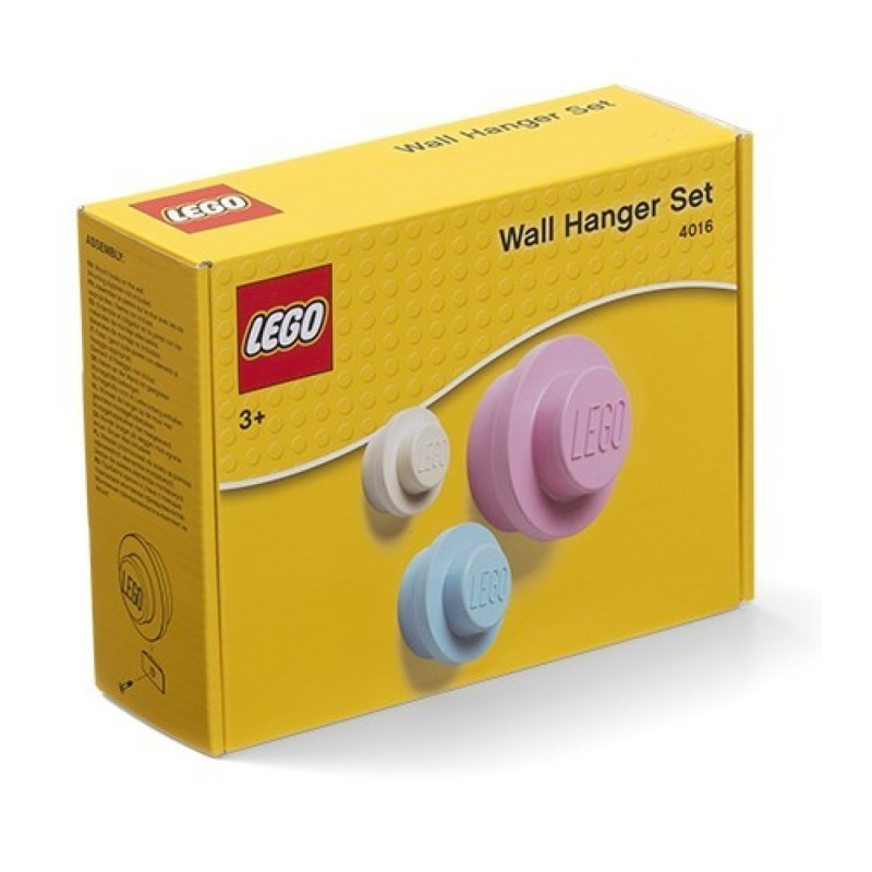 LEGO  věšák na zeď, 3 ks - bílá, světle modrá, růžová