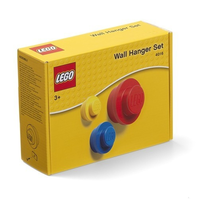 LEGO věšák na zeď, 3 ks - žlutá, modrá, červená